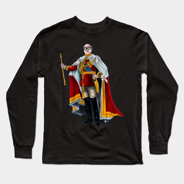 King Danny DeVito Long Sleeve T-Shirt by Harley Warren